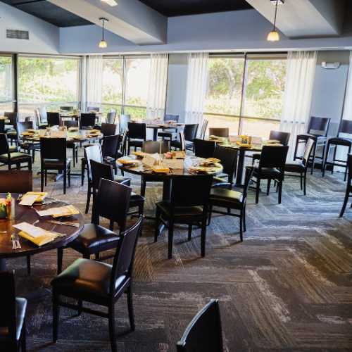 The dining room at the RKR, empty.