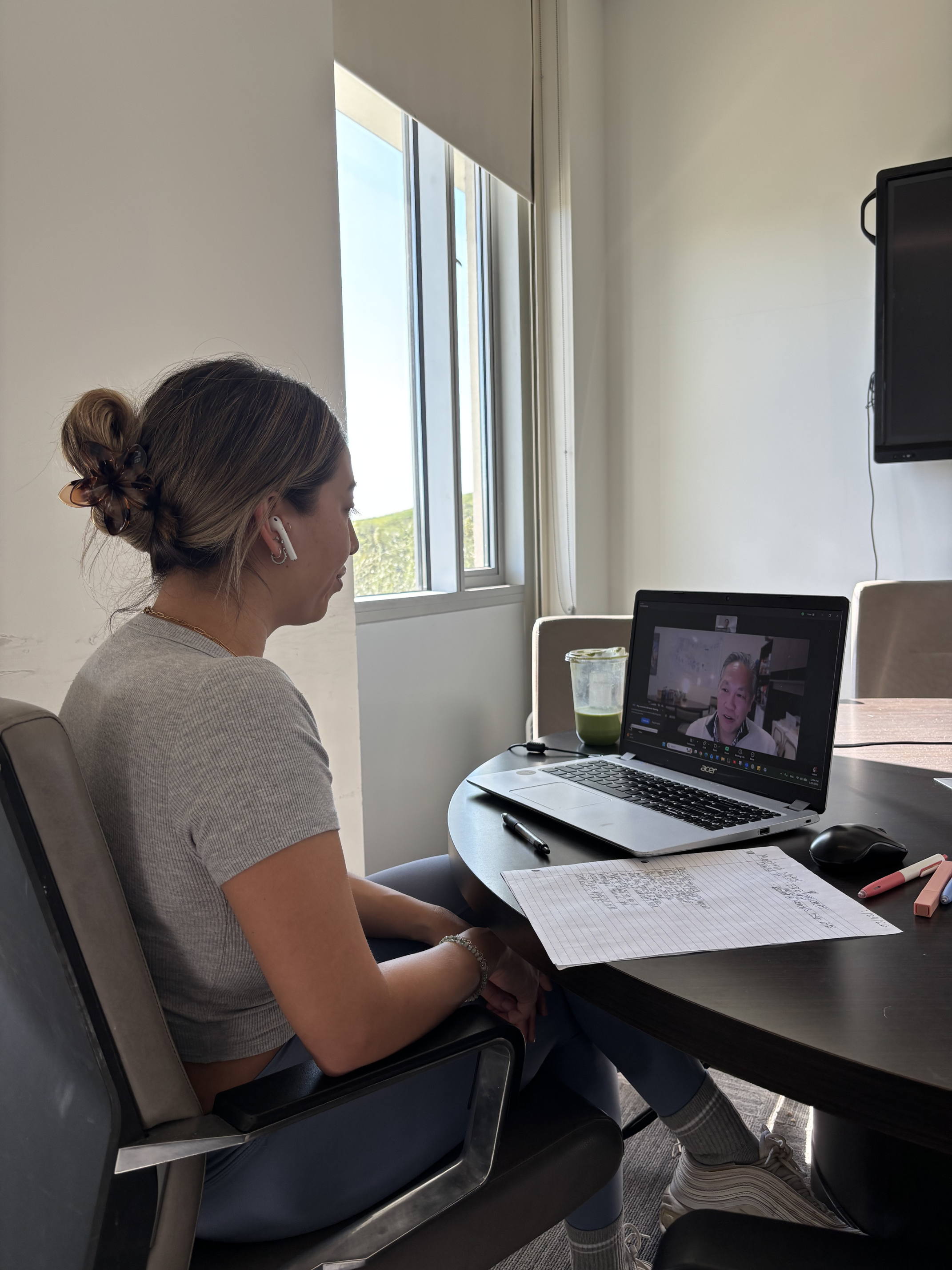 Student using computer for interview