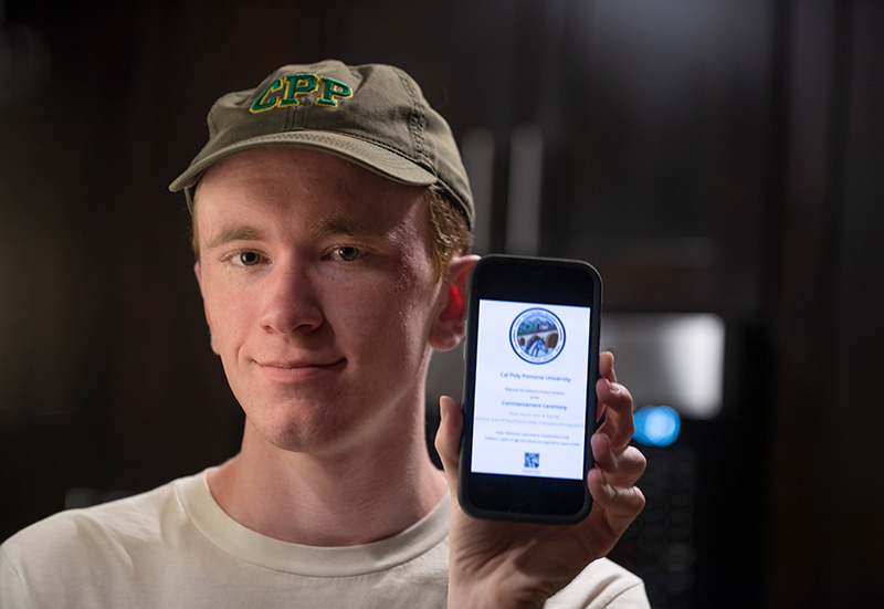 Person holding a mobile phone with digital ticket