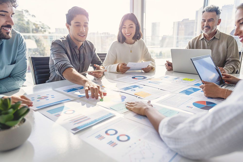 group of business professionals in a meeting