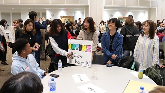 student presenting projects