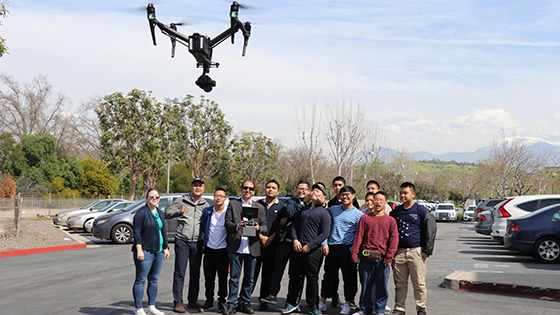 Student flying a drone