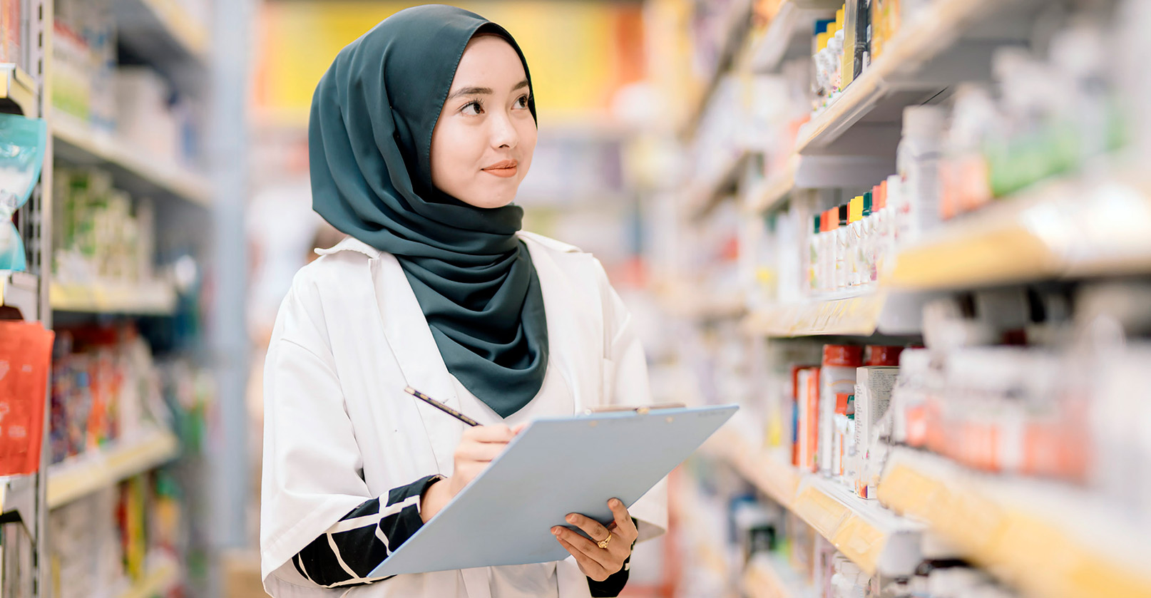 pharmacist working at a pharmacy