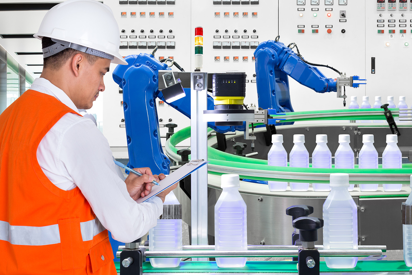 engineer working with plastics material