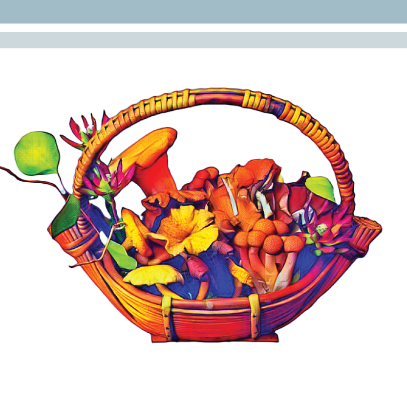 Basket with food.