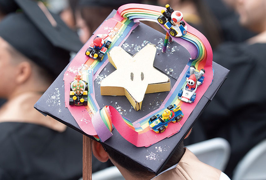 Mortarboard with Mario Kart Scene