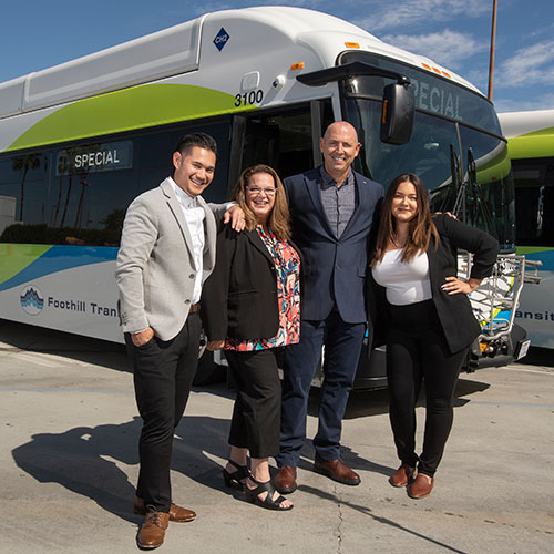 Alumni Hendy Satya, Denise Martinez, John Curley and Linda Apodaca all work at Foothill Transit.