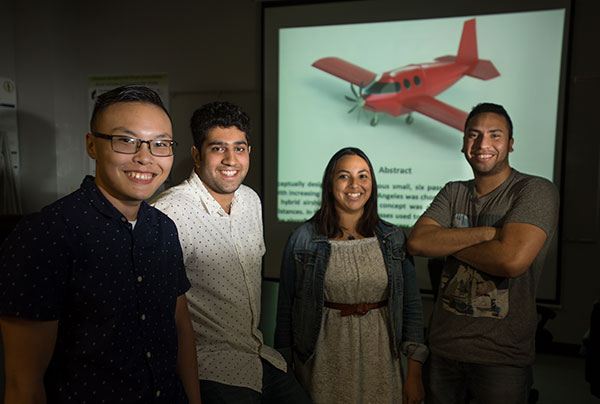 A group of NASA students during a team challenge