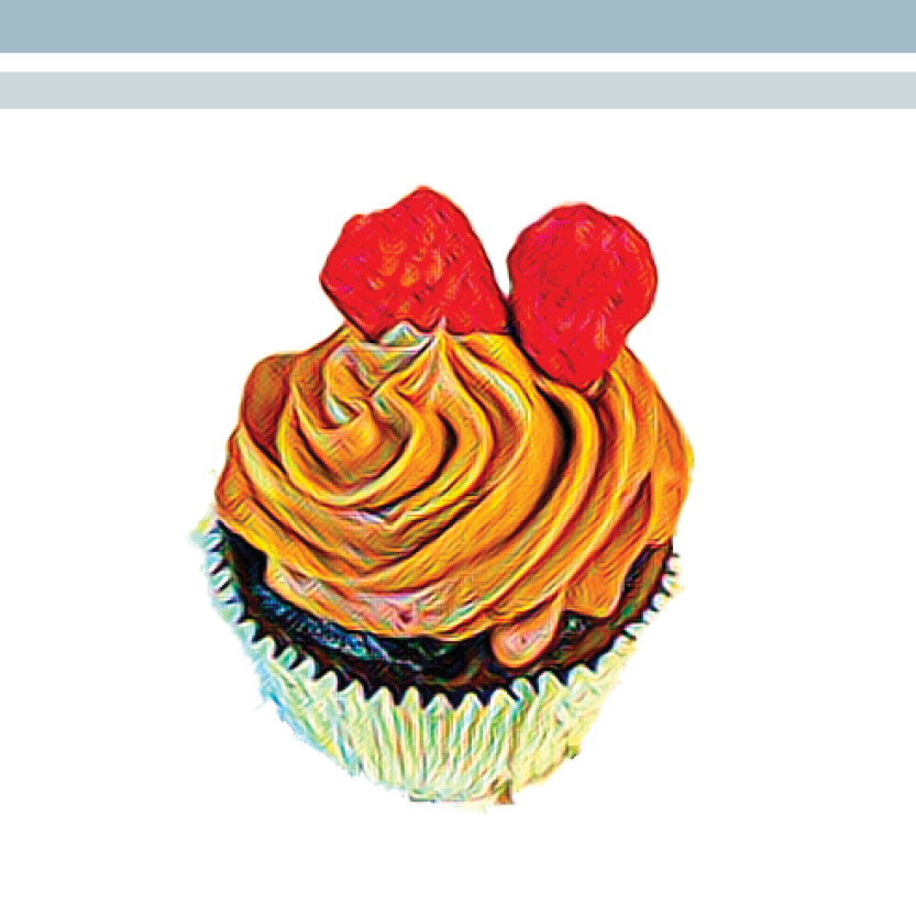 Cupcake with two strawberries on top