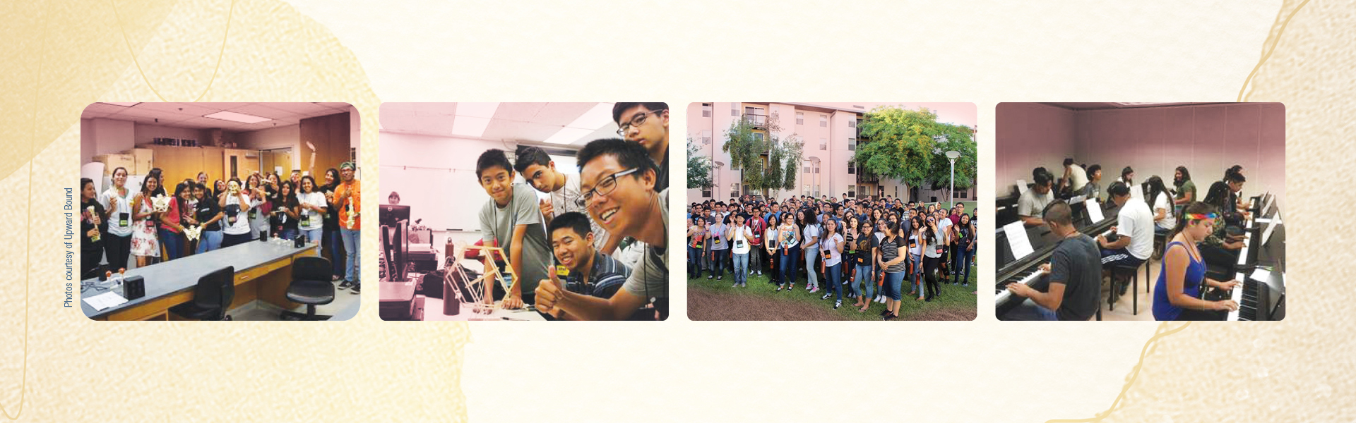 Collage of 4 photos featuring upward bound students.