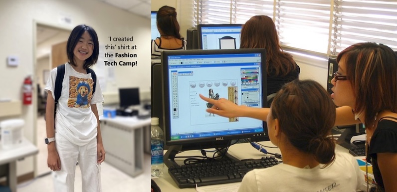 campers designing at fashion tech and creativity camp