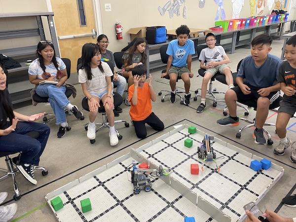 Kids enjoying robotics camp