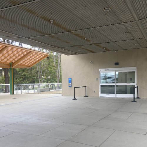 Test Center office door on the 98 patio.