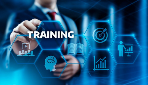 Person pressing a training button