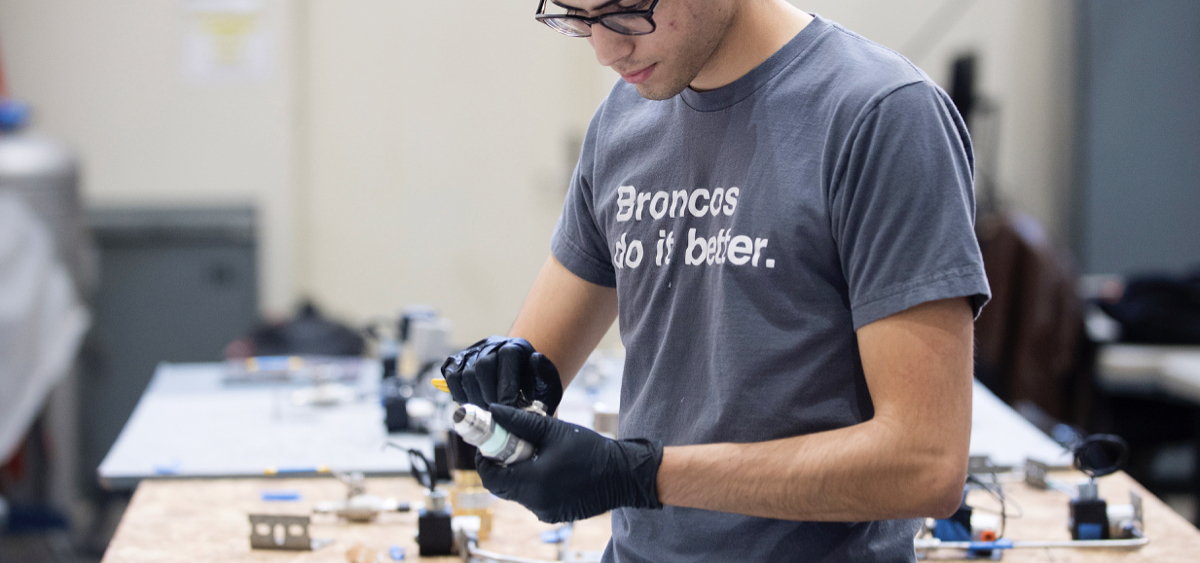 student working in lab