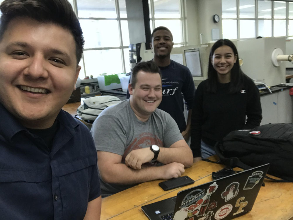 Left to right: Student team members David Calderon, Harrison Porter, Chase Hargrove and Lisbeth Pelayo