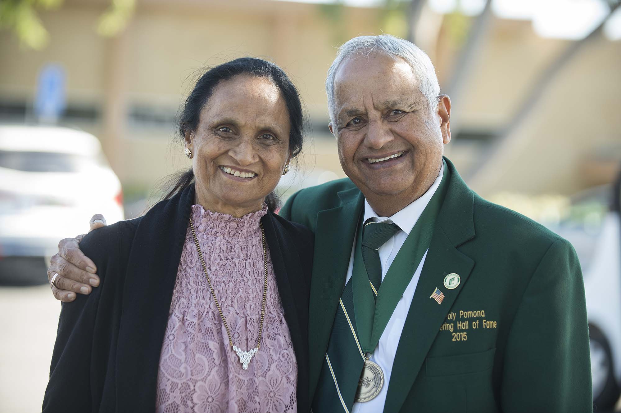CPP engineering alumni Ganpat Patel with his wife Manju