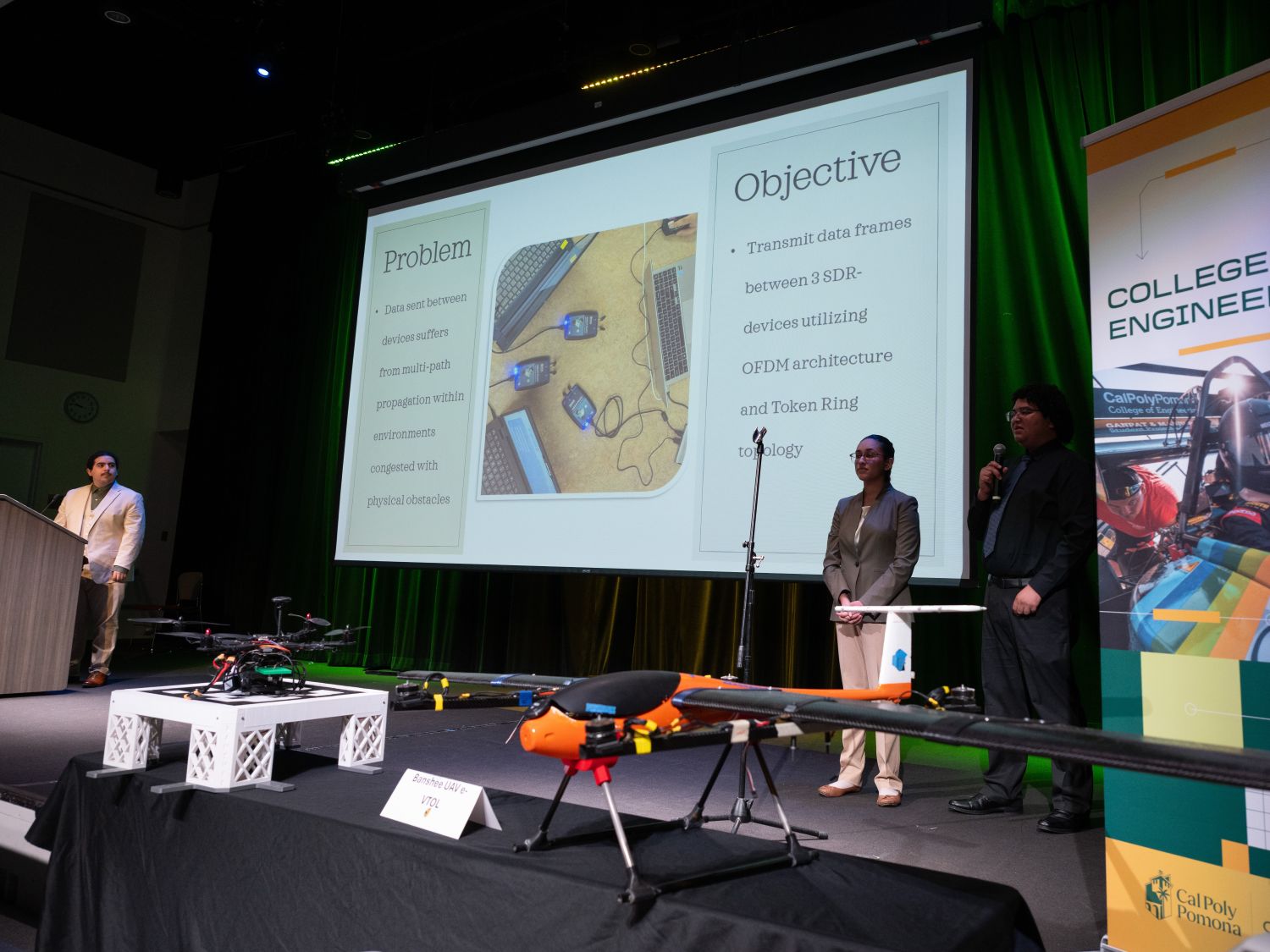 A engineering student presentation for their project.