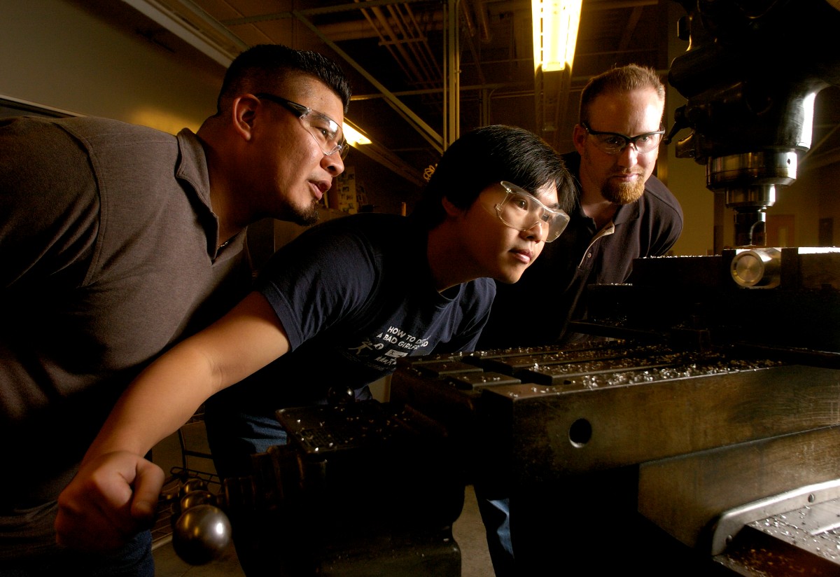 students working on project