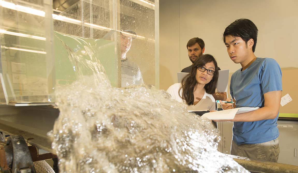 Civil students in a lab