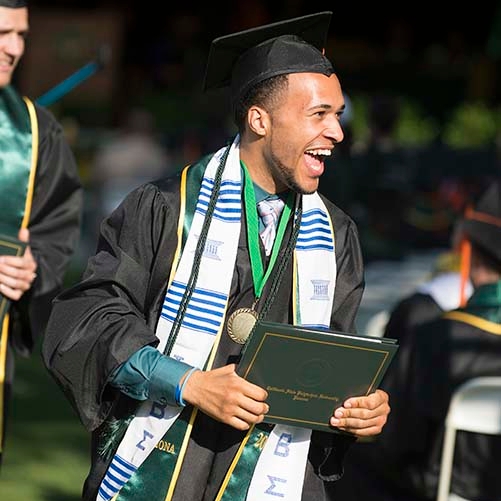 An african-american engineering student graduating