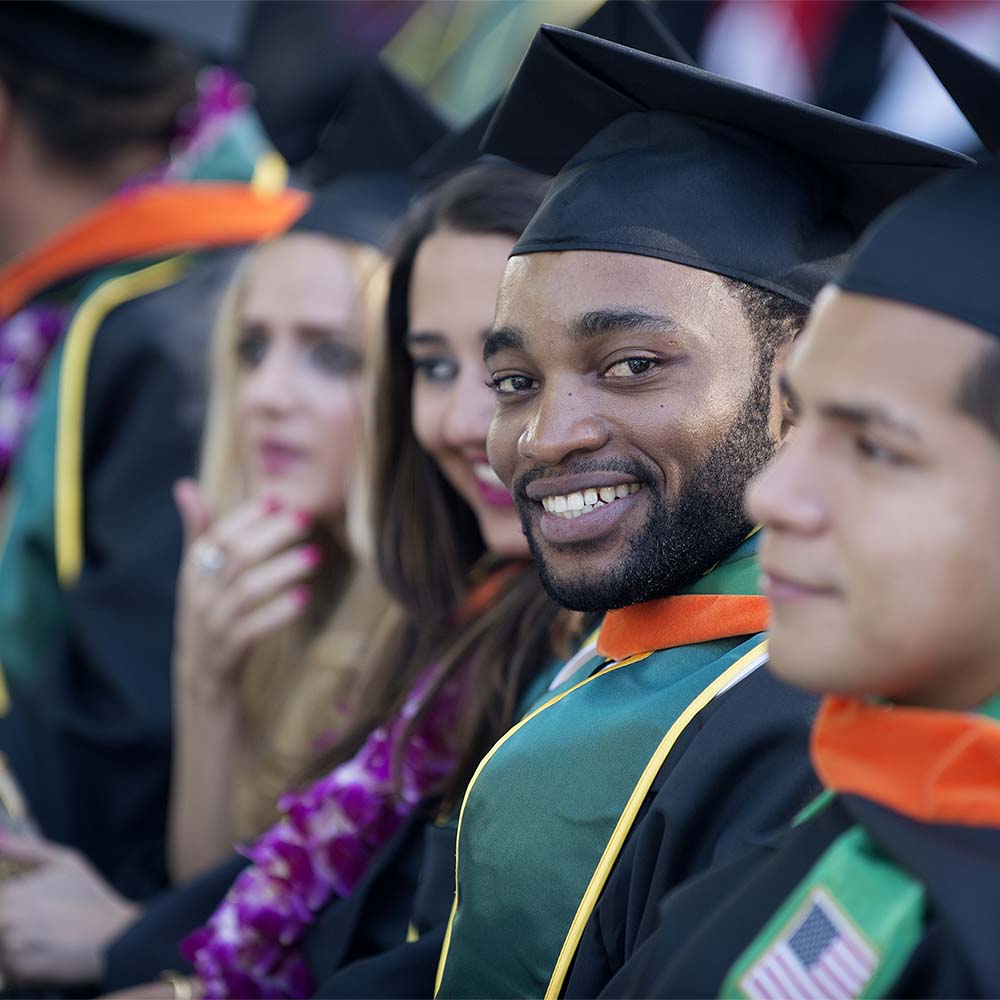 A Cal Poly Pomona student at commencement