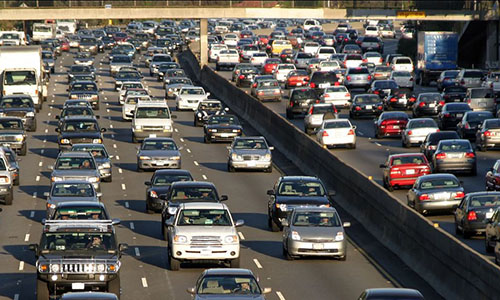 A traffic jam on a highway