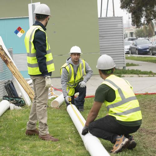 students holding engineering projects
