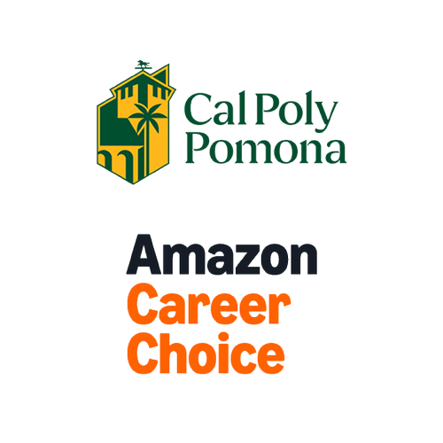 Cal Poly Pomona logo and Amazon Career Choice logo