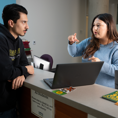 Staff advising a student