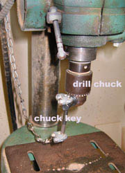 drill chuck with the chuck key