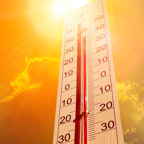 View of large thermometer against a blazing sky image courtesy of iStock
