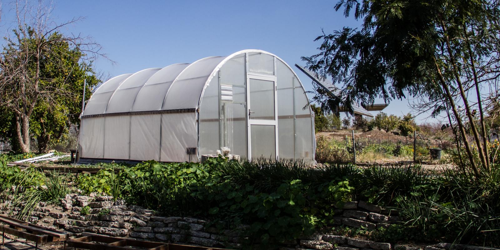 Aquaponics tent at the Lyle Center