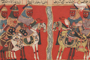 Siyavash faces Afrasiyab across the Jihun River