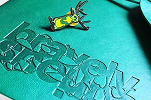 Bravely Curious Moleskine notebook and pin