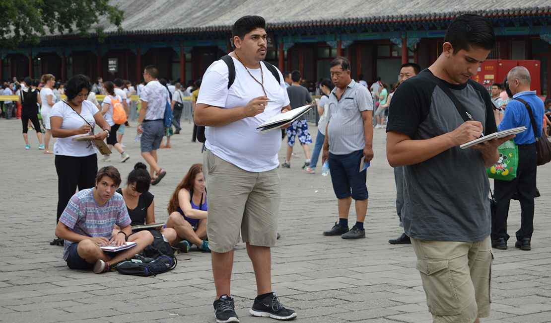 Students conduct a site analysis in Beijing during the ENV China Study Abroad Program