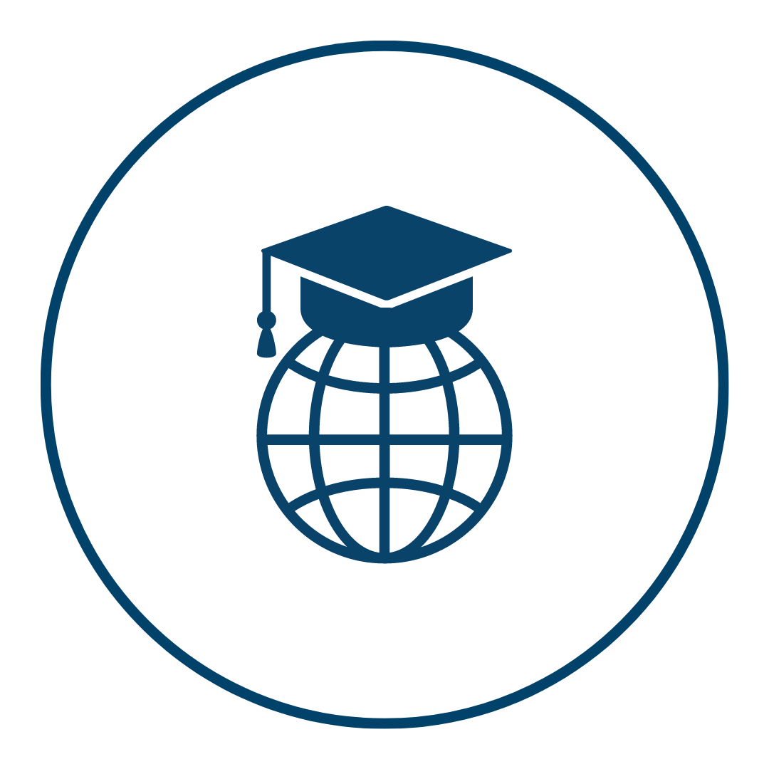 globe with graduation cap icon