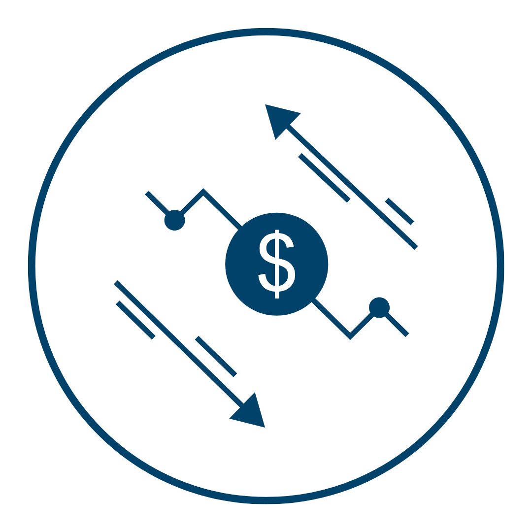 dollar sign with arrows pointing above and below