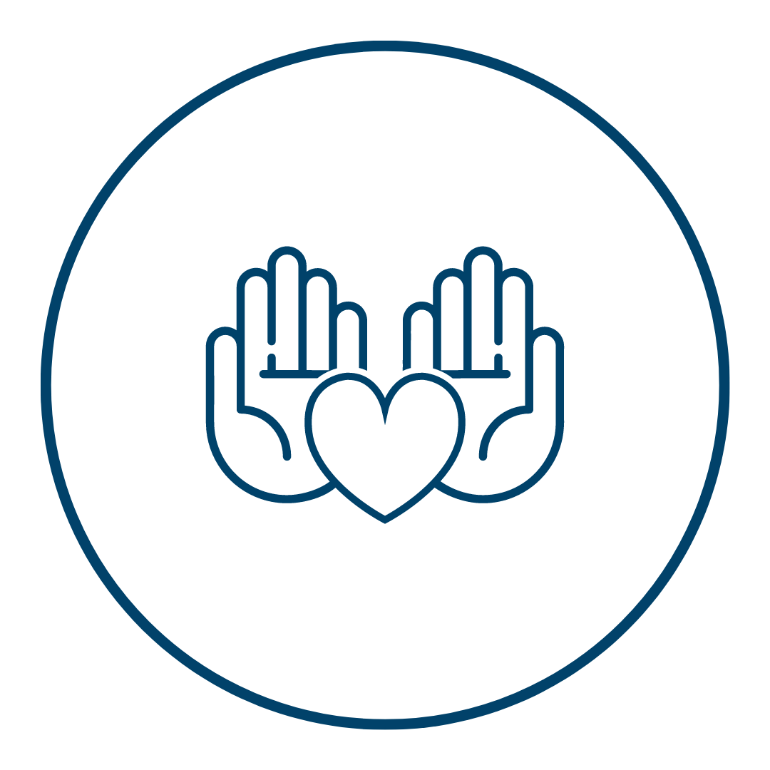 hands praying with heart icon