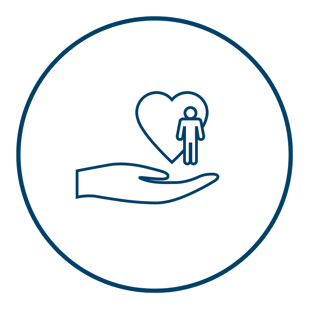 human, hand, and heart icon