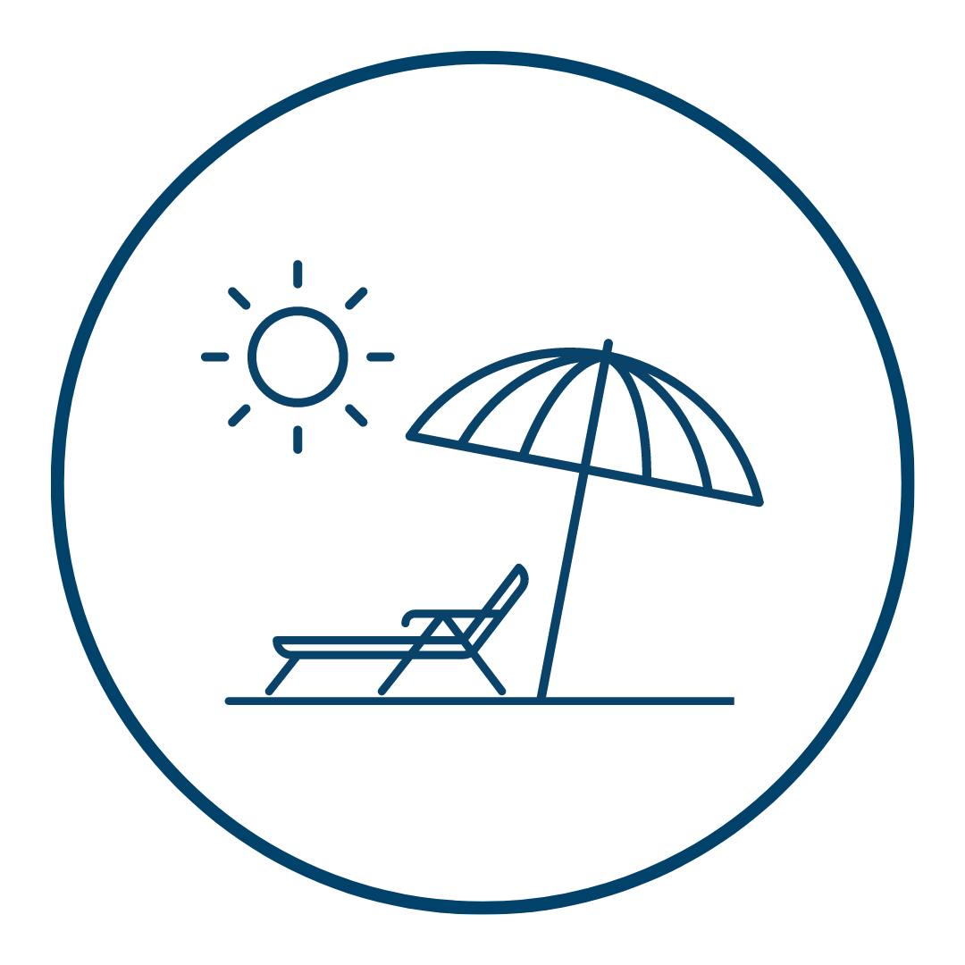 beach chair under umbrella and and sun icon 