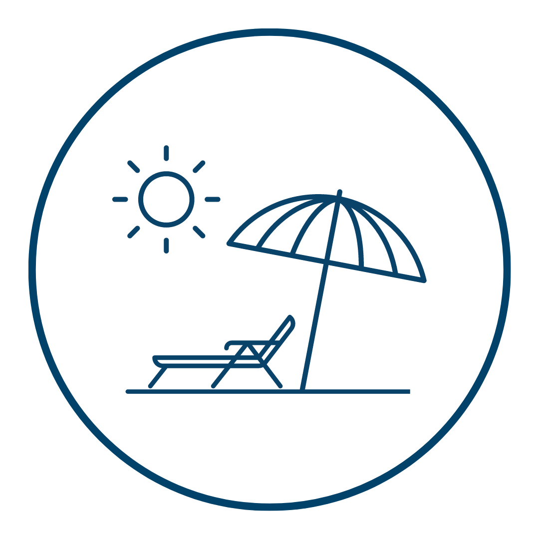 beach chair and umbrella in the sun