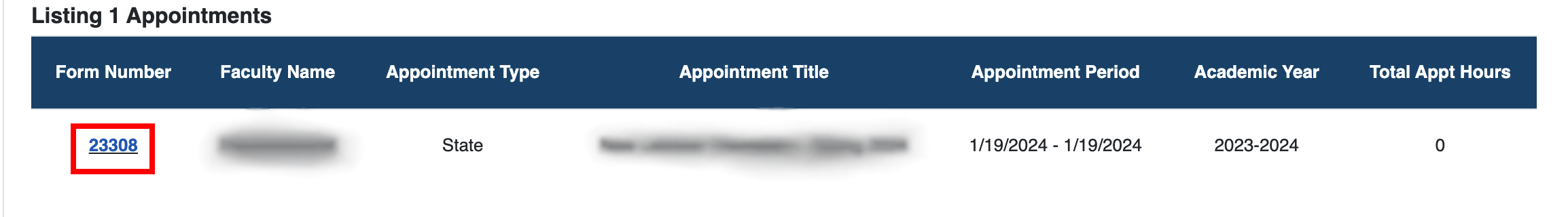 Faculty Lookup Result