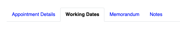 working dates tab