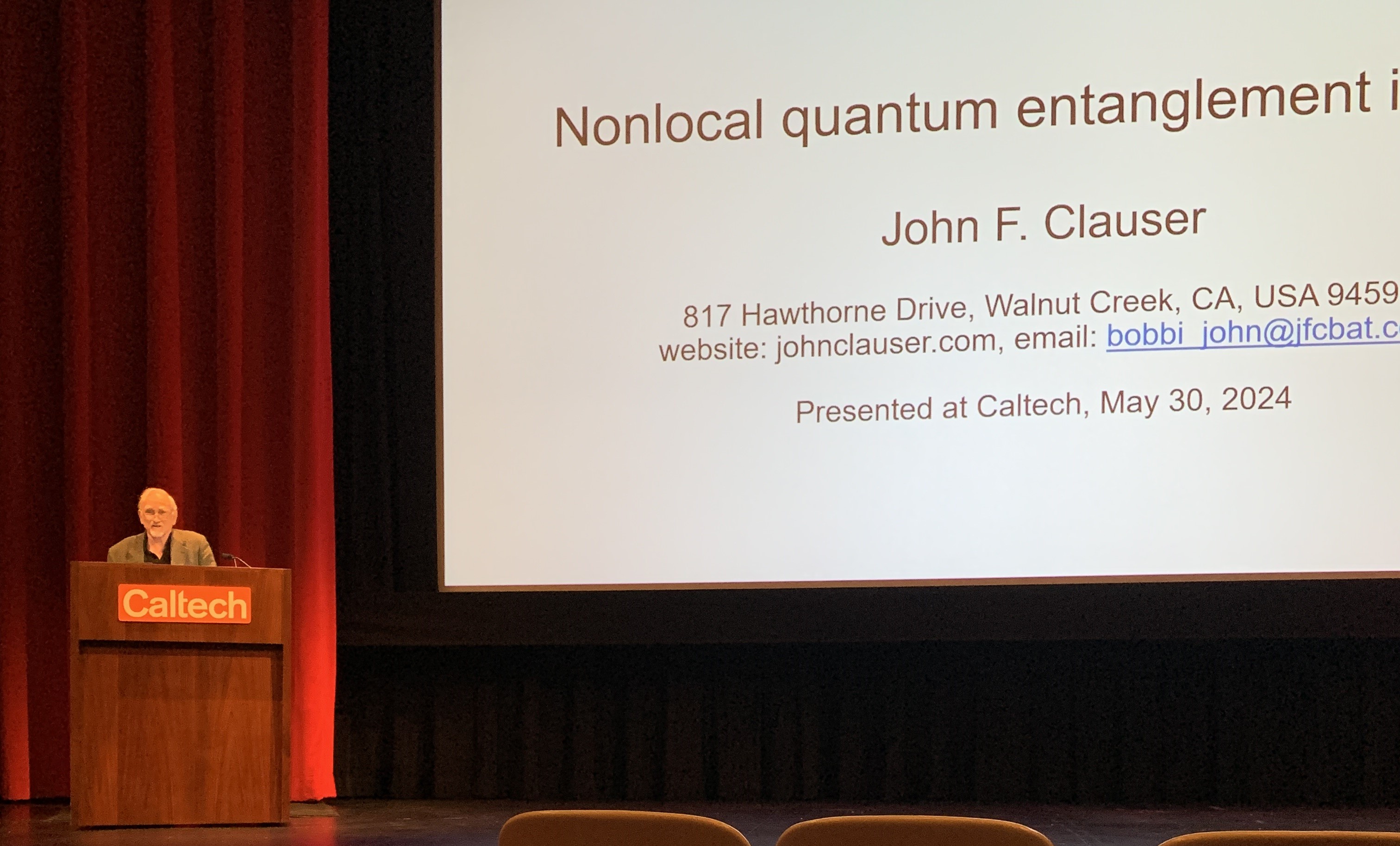 Nobel Laureate Dr. John F. Clauser (Calteh, May 30, 2024)