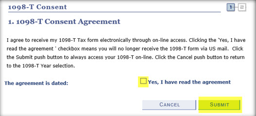 image of 1098-t consent agreement