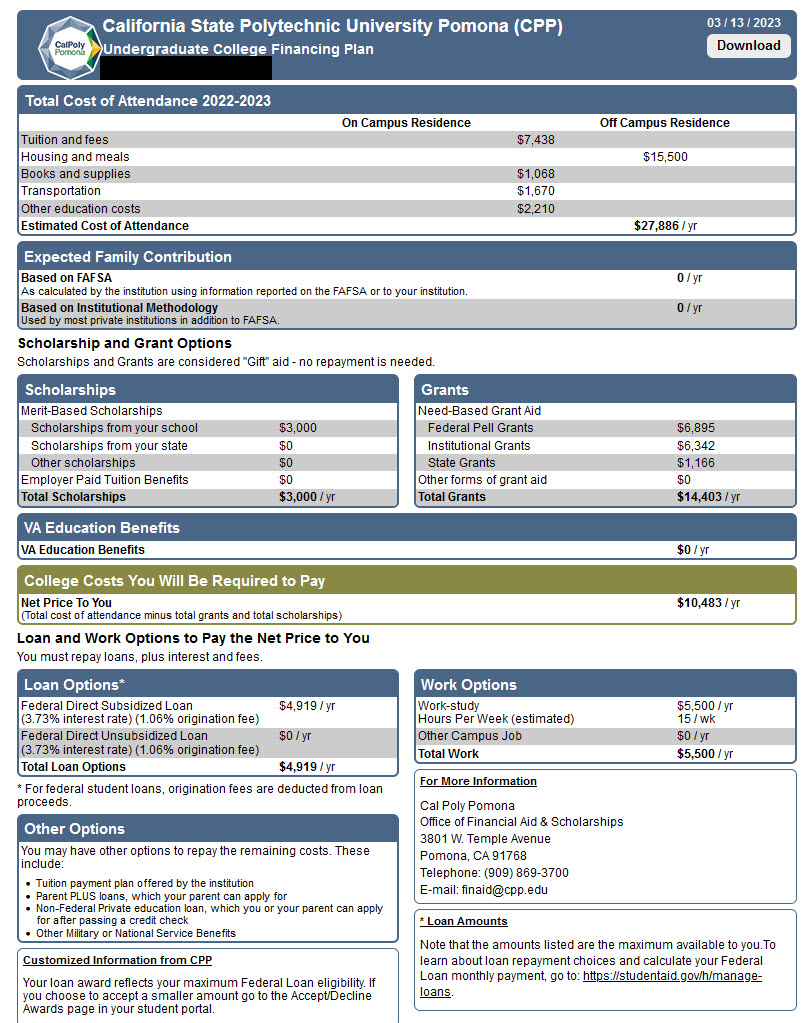 image of College Financing Plan