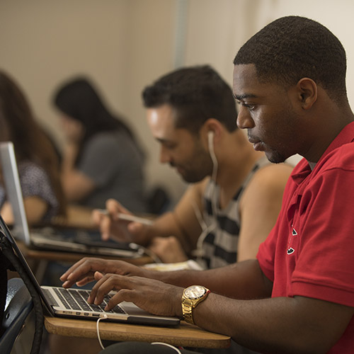 Student working on laptop