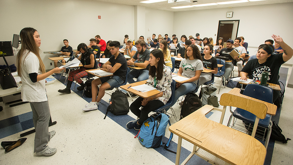 Professor teaching in front of a class