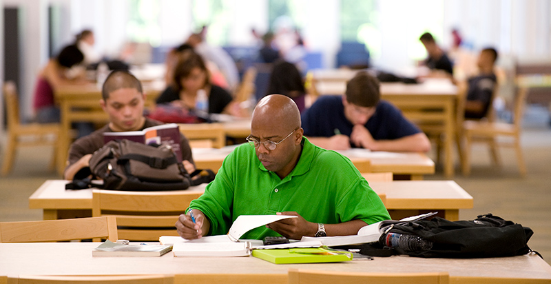 students studying in the University Library
